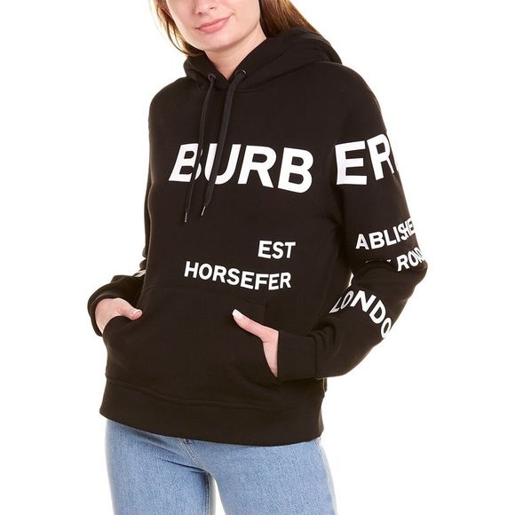Burberry | Jackets u0026 Coats | Burberry Womens Horseferry Print Oversized Hoodie  Black | Poshmark